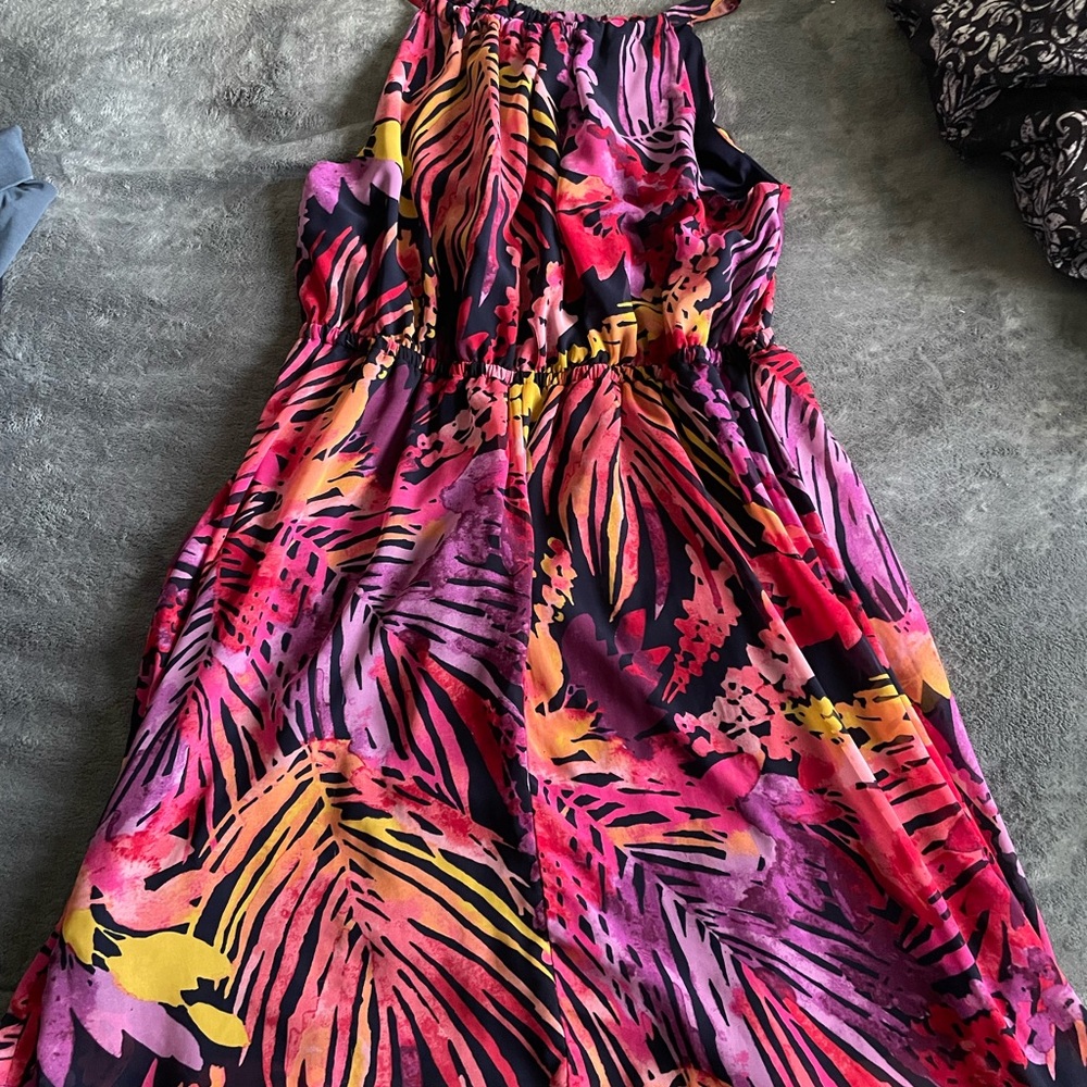 Lane Bryant Tropical Halter Maxi Dress in Pink, Purple & Yellow